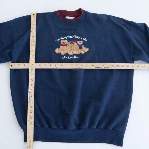 Vintage M&C Sportswear Teddy Bears Grandmacore Navy Crewneck Sweater XL - Picture 4 of 11